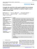 A simple risk score list can be used to predict the occurrence of delirium in patients admitted to inpatient hospice care