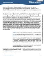 American Society of Hematology living guidelines on the use of anticoagulation for thromboprophylaxis for patients with COVID-19