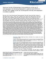 American Society of Hematology living guidelines on the use of anticoagulation for thromboprophylaxis in patients with COVID-19