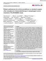 Patient preferences for active surveillance vs standard surgery after neoadjuvant chemoradiotherapy in oesophageal cancer treatment