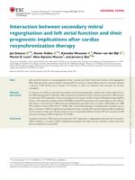 Interaction between secondary mitral regurgitation and left atrial function and their prognostic implications after cardiac resynchronization therapy