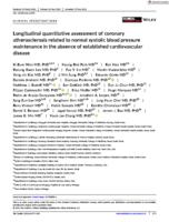 Longitudinal quantitative assessment of coronary atherosclerosis related to normal systolic blood pressure maintenance in the absence of established cardiovascular disease