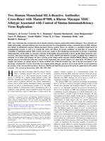 Two human monoclonal HLA-reactive antibodies cross-react with Mamu-B*008, a rhesus macaque MHC allotype associated with control of simian immunodeficiency virus replication