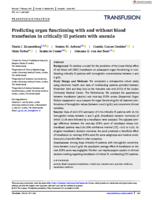 Predicting organ functioning with and without blood transfusion in critically ill patients with anemia