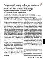 Photochemically induced nuclear spin polarization in reaction centers of photosystem II observed by 13C-solid-state NMR reveals a strongly asymmetric electronic structure of the P680.+ primary donor chlorophyll