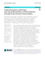 Implicating genes, pleiotropy, and sexual dimorphism at blood lipid loci through multi-ancestry meta-analysis