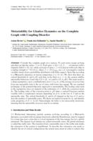 Metastability for Glauber dynamics on the complete graph with coupling disorder