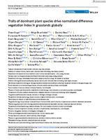 Traits of dominant plant species drive normalized difference vegetation index in grasslands globally