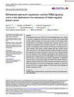 Differential optineurin expression controls TGF beta signaling and is a key determinant for metastasis of triple negative breast cancer