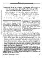 Therapeutic drug monitoring and dosage adjustments of immunosuppressive drugs when combined with nirmatrelvir/ritonavir in patients with COVID-19