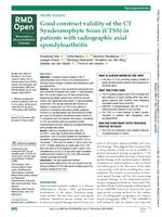 Good construct validity of the CT Syndesmophyte Score (CTSS) in patients with radiographic axial spondyloarthritis