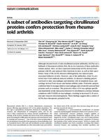 A subset of antibodies targeting citrullinated proteins confers protection from rheumatoid arthritis