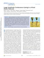 Large amplitude conductance gating in a wired redox molecule