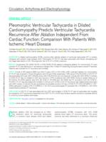 Pleomorphic ventricular tachycardia in dilated cardiomyopathy predicts ventricular tachycardia recurrence after ablation independent from cardiac function