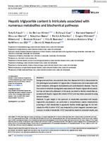 Hepatic triglyceride content is intricately associated with numerous metabolites and biochemical pathways