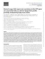 Normal range CAG repeat size variations in the HTT gene are associated with an adverse lipoprotein profile partially mediated by body mass index