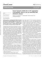 Human lysozyme inhibits the in vitro aggregation of A beta peptides, which in vivo are associated with Alzheimer's disease