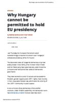 Why Hungary cannot be permitted to hold EU presidency