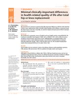 Minimal clinically important differences in health-related quality of life after total hip or knee replacement A SYSTEMATIC REVIEW