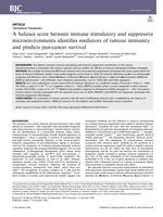 A balance score between immune stimulatory and suppressive microenvironments identifies mediators of tumour immunity and predicts pan-cancer survival