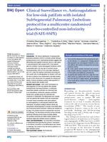 Clinical Surveillance vs. Anticoagulation For low-risk patiEnts with isolated SubSegmental Pulmonary Embolism: protocol for a multicentre randomised placebo-controlled non-inferiority trial (SAFE-SSPE)