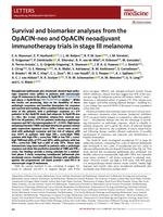 Survival and biomarker analyses from the OpACIN-neo and OpACIN neoadjuvant immunotherapy trials in stage III melanoma