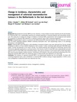 Change in incidence, characteristics and management of colorectal neuroendocrine tumours in the Netherlands in the last decade