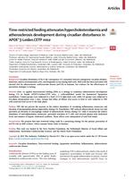 Time-restricted feeding attenuates hypercholesterolaemia and atherosclerosis development during circadian disturbance in APOE∗3-Leiden.CETP mice