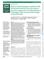 Repair of joint damage in patients with rheumatoid arthritis does not relate to previous suppression of inflammation