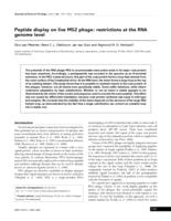 Peptide display on live MS2 phage