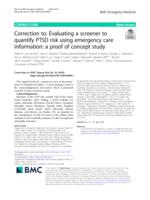 Correction to: Evaluating a screener to quantify PTSD risk using emergency care information: a proof of concept study