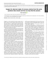 Surgery for aberrant origin of coronary arteries from the aorta: questions that remain and how we may find the answers