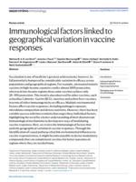 Immunological factors linked to geographical variation in vaccine responses