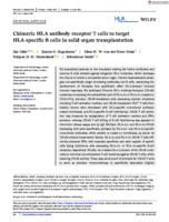 Chimeric HLA antibody receptor T cells to target HLA-specific B cells in solid organ transplantation