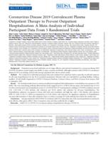 COVID-19 convalescent plasma outpatient therapy to prevent outpatient hospitalization