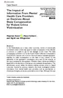 The impact of information from mental health care providers on decisions about state compensation for violent crime victimization