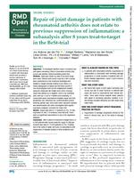 Repair of joint damage in patients with rheumatoid arthritis does not relate to previous suppression of inflammation