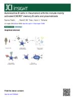 Autoreactive B cells in rheumatoid arthritis include mainly activated CXCR3+memory B cells and plasmablasts