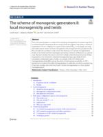 The scheme of monogenic generators II