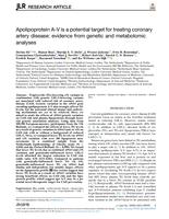 Apolipoprotein A-V is a potential target for treating coronary artery disease