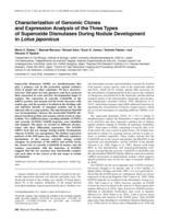 Characterization of genomic clones and expression analysis of the three types of superoxide dismutases during nodule development in Lotus japonicus