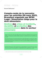 Compte-rendu de la rencontre avec les autorités (28 mars 2023, Bruxelles) organisée par BFSO Legal, l’Association belge pour le droit alimentaire