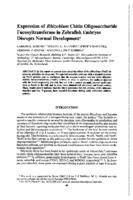 Expression of rhizobium chitin oligosaccharide fucosyltransferase in zebrafish embryos disrupts normal development a