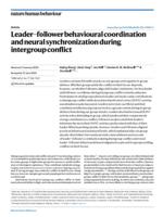 Leader–follower behavioural coordination and neural synchronization during intergroup conflict