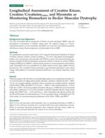 Longitudinal assessment of creatine kinase, creatine/creatinineratio, and myostatin as monitoring biomarkers in Becker muscular dystrophy