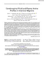 Cerebrospinal fluid and plasma amine profiles in interictal migraine