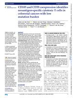 CD103 and CD39 coexpression identifies neoantigen-specific cytotoxic T cells in colorectal cancers with low mutation burden
