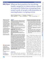 What are best practices for involving family caregivers in interventions aimed at responsive behaviour stemming from unmet needs of people with dementia in nursing homes