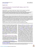 Social determinants of mental health during a year of the COVID-19 pandemic