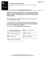 Effects of musical mnemonics on working memory performance in cognitively unimpaired older adults and persons with amnestic mild cognitive impairment